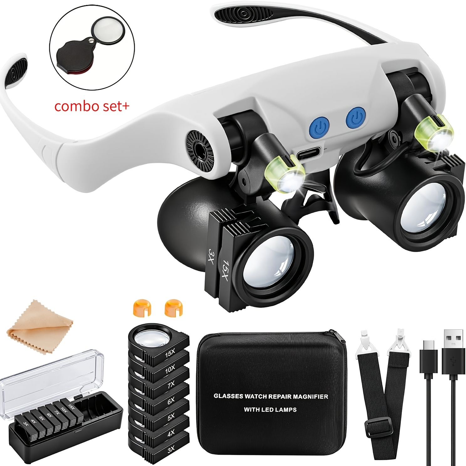 Darkroom Enlarger Lens - Head-mounted LED Magnifying Glasses+ Mini Folding