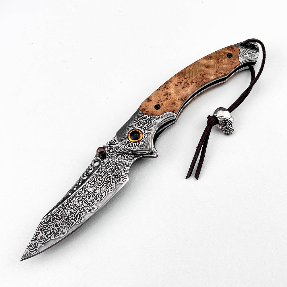 Vintage Collectible Pocket Knives - High Hardness Damascus Pattern Folding Knife