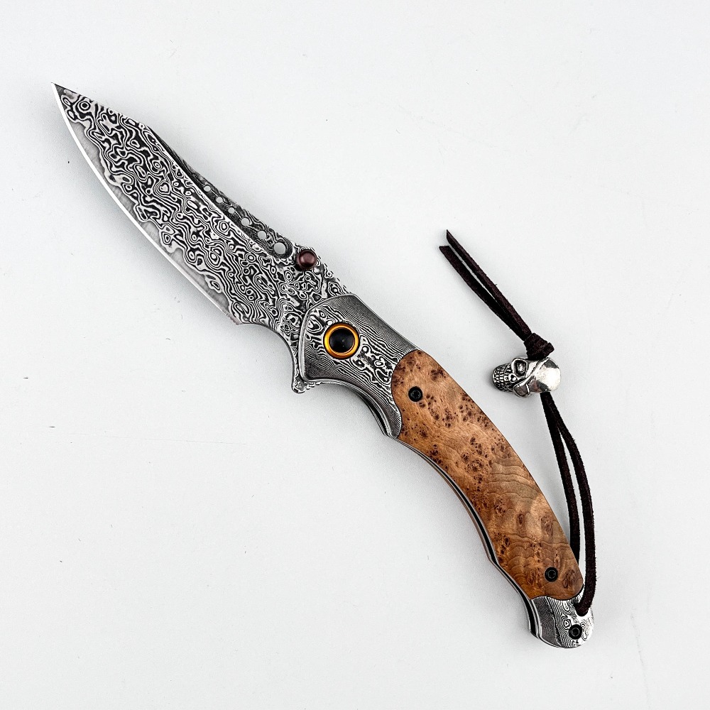 Vintage Collectible Pocket Knives - High Hardness Damascus Pattern Folding Knife