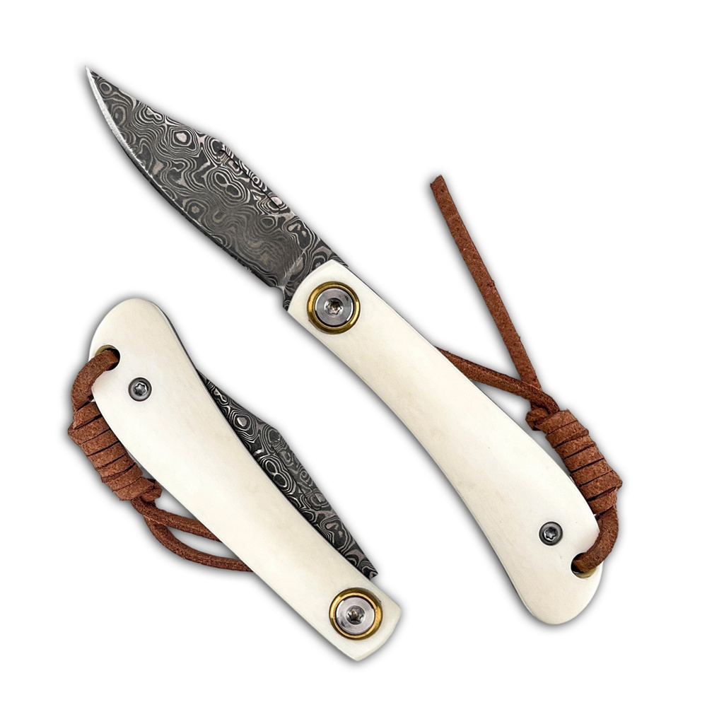 Vintage Collectible Pocket Knives - Compact Vintage Damascus Folding Pocket EDC