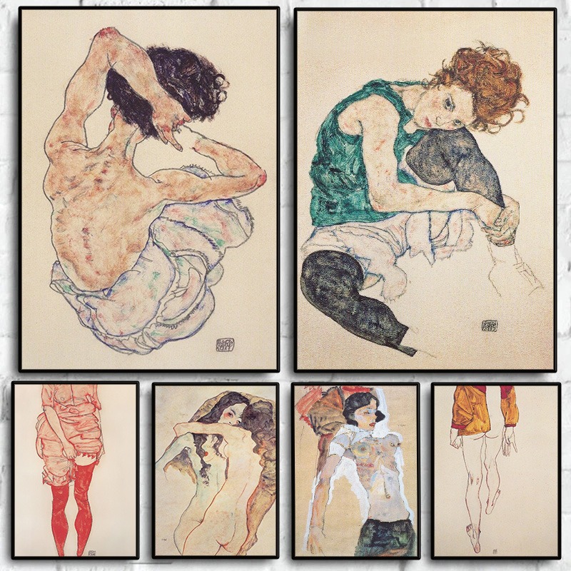 Vintage Collectible Figures - Vintage Nude Figure Portrait Egon Schiele
