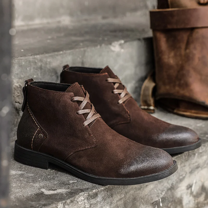 New Cow Suede Ankle Boots Hand - огляд і ціна Vintage Zipper
