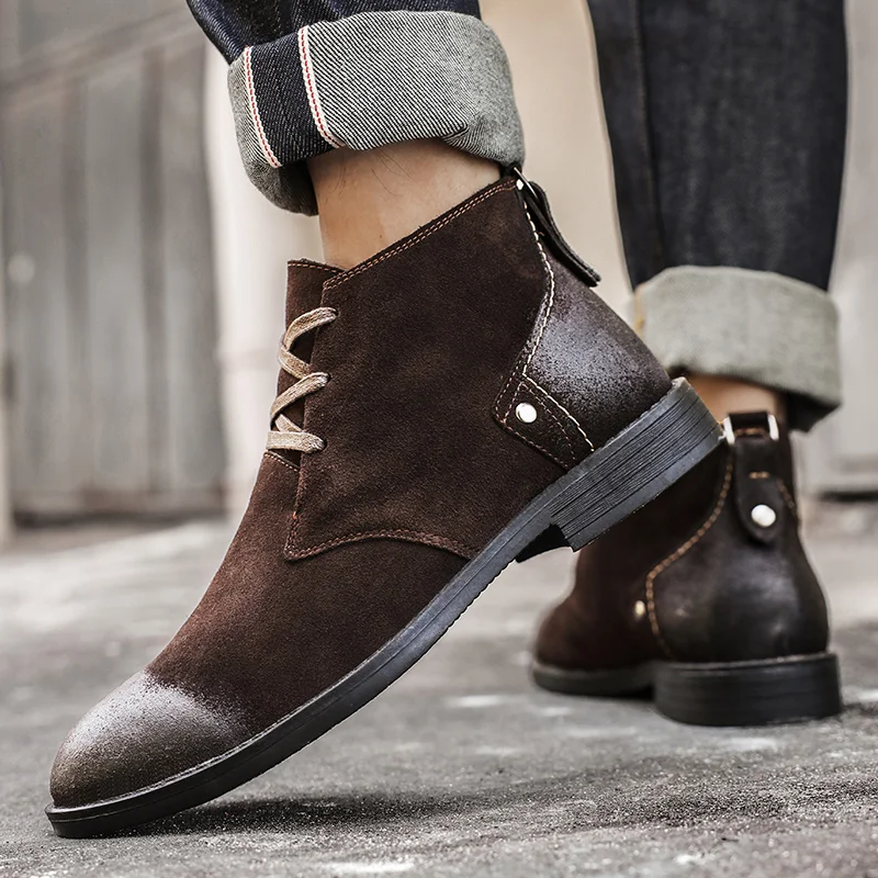 New Cow Suede Ankle Boots Hand - огляд і ціна Vintage Zipper