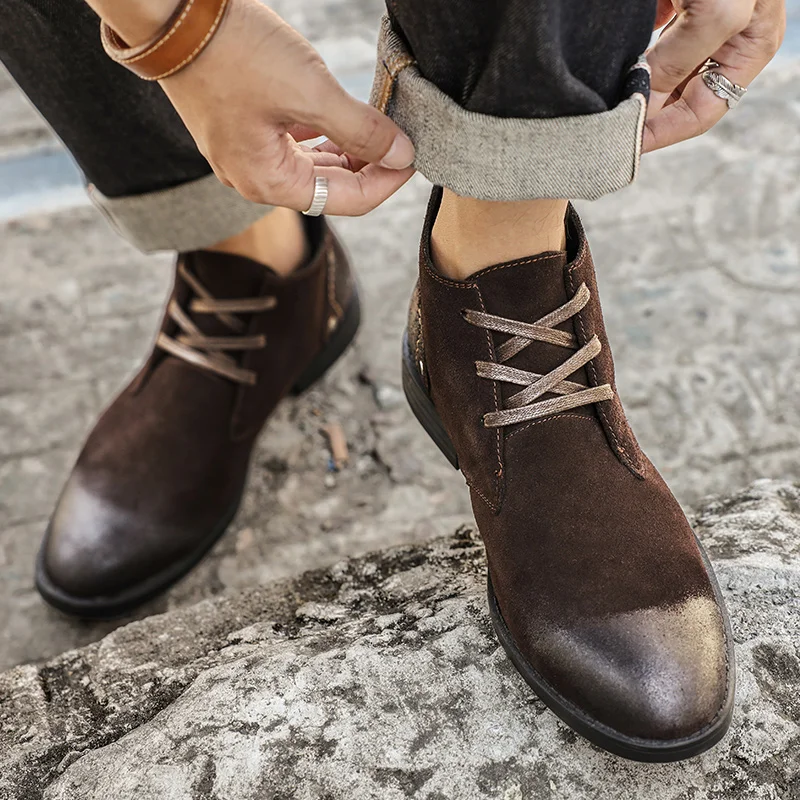 New Cow Suede Ankle Boots Hand - огляд і ціна Vintage Zipper