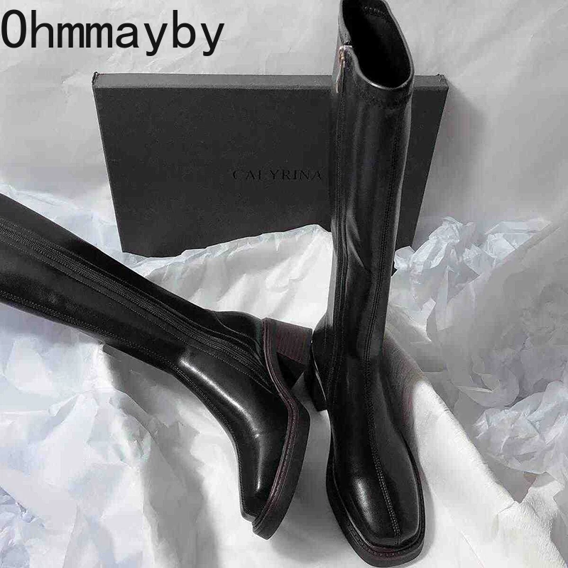 Vintage Thick Heel Women Knee  - огляд і ціна Vintage Zipper