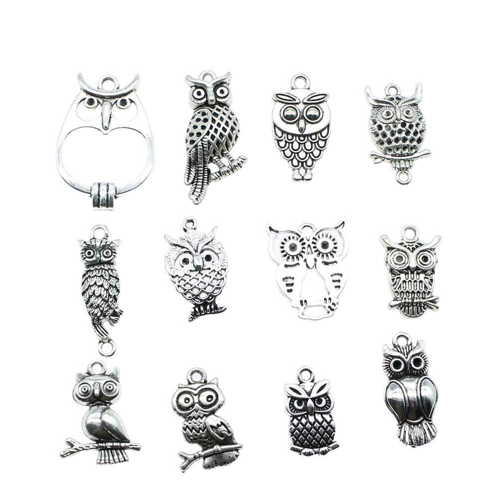 10pcs Charms Owl Antique Silve - огляд і ціна Vintage Collectibles For Sale