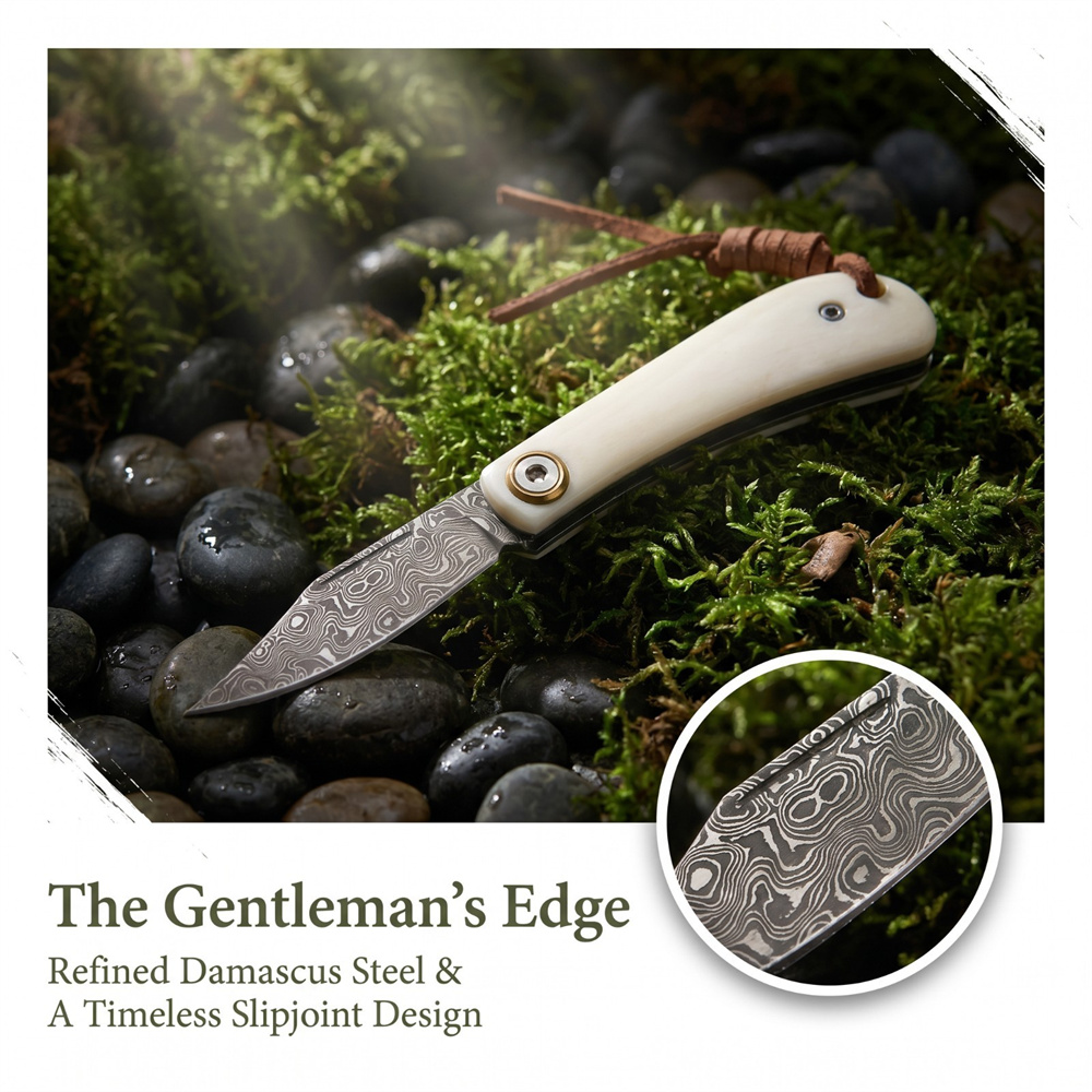 Compact Vintage EDC Damascus F - огляд і ціна Vintage Collectible Pocket Knives