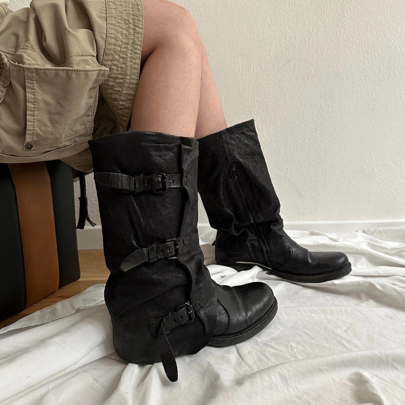 Black Belt Buckle Pleated Mid- - огляд і ціна Vintage Zipper